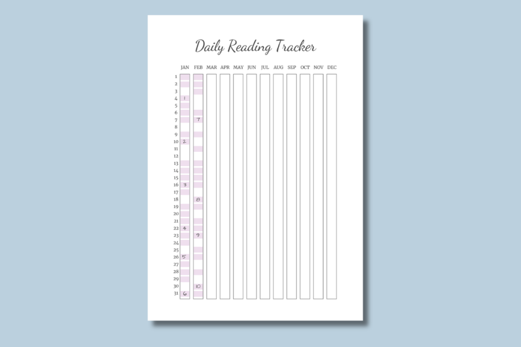 Daily Reading Tracker Template Printable daily reading tracker.