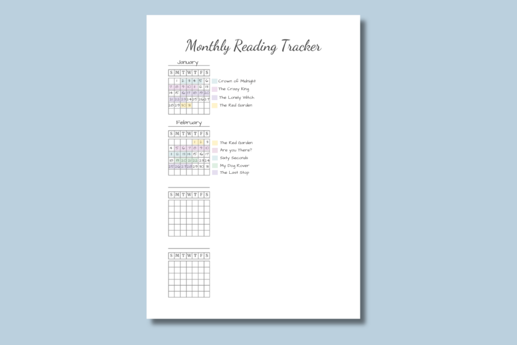 Monthly Reading Tracker Template Printable monthly reading tracker.