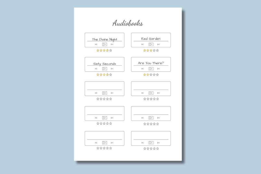 Audiobooks Template Printable audiobook tracker.