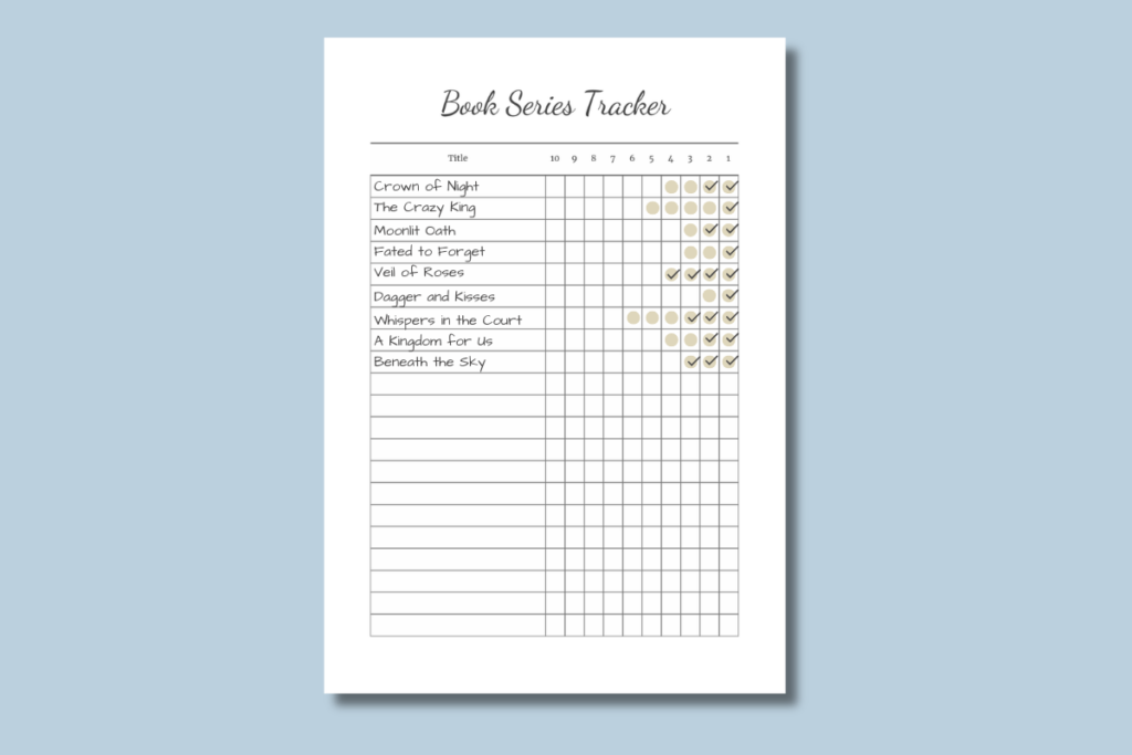 Book Series Tracker Template Printable book series tracker.