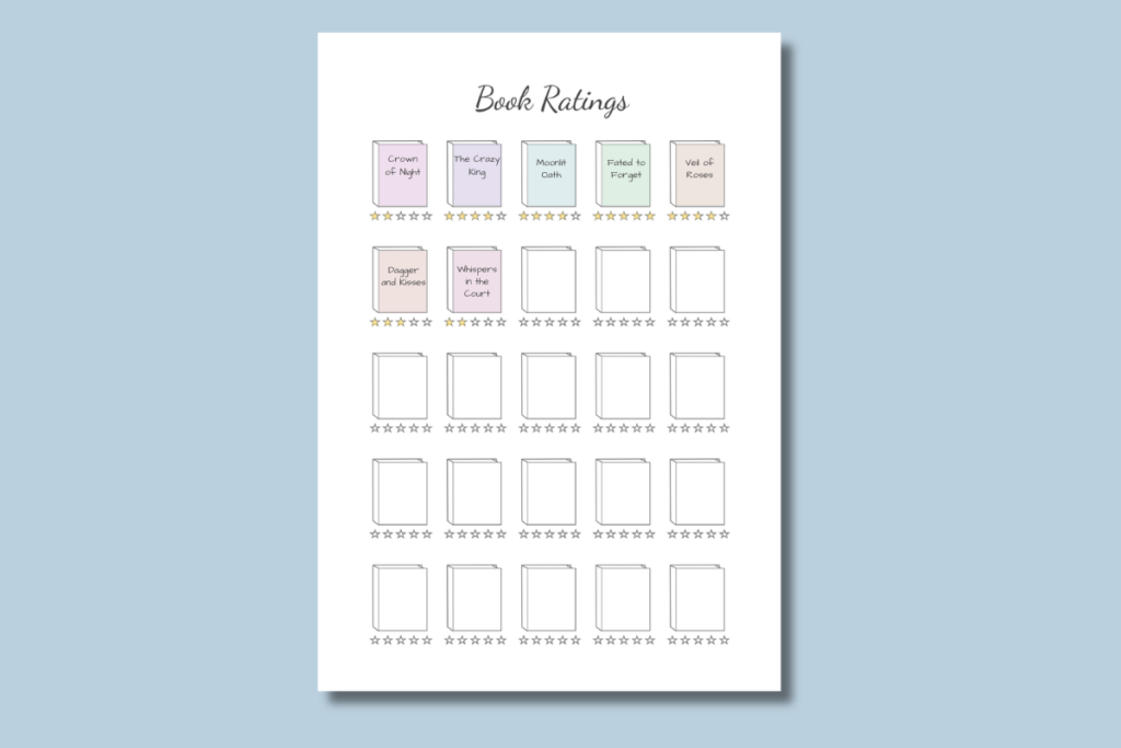 Book Ratings Template Printable book ratings template.