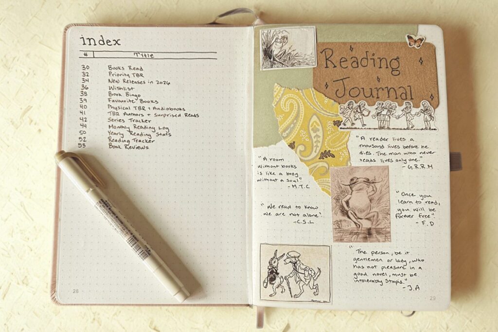 My Reading Journal My Reading Journal Index and Cover Page